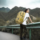 60L Travel Boarding Backpack Outdoor Trekking Luggage Hiking Camping Rucksack Large Capacity Storage Backpack(Khaki) - Front View