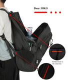 60L Travel Boarding Backpack Outdoor Trekking Luggage Hiking Camping Rucksack Large Capacity Storage Backpack(Khaki) - Top-Down View