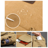 Unisex Leisure Canvas Backpack Durable Waterproof Outdoor Travel Rucksack(Khaki) - 45-Degree Angle