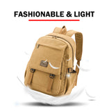 Unisex Leisure Canvas Backpack Durable Waterproof Outdoor Travel Rucksack(Khaki) - Rear View