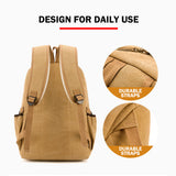 Unisex Leisure Canvas Backpack Durable Waterproof Outdoor Travel Rucksack(Khaki) - Close-Up Angle