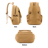 Unisex Leisure Canvas Backpack Durable Waterproof Outdoor Travel Rucksack(Khaki) - Low Angle