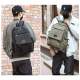 Unisex Leisure Canvas Backpack Durable Waterproof Outdoor Travel Rucksack(Navy Green) - Front View