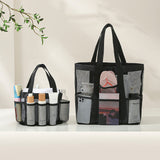 Large Capacity Mesh Multi-pocket Beach Bag Portable Travel Swimming Storage(Medium) - Side View