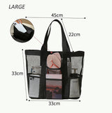 Large Capacity Mesh Multi-pocket Beach Bag Portable Travel Swimming Storage(Large) - Front View