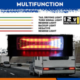 12V LED Trailer Tail Light Kit Pair Plug 7m 5 Core Wire 7 Pin Flat Plug Ute Set - Rear View