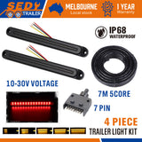 Trailer Tail Light Kit Pair Plug 7m 5 Core Wire Turn Signal 7 Pin Flat Plug Set - Front View