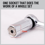 3Pc Universal Socket Wrench Set Power Drill Adaptor Gator Grip Size 7mm to 19mm - Top-Down View