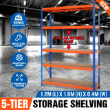 1.8M Garage Shelving Warehouse Storage Racking Industrial Shed Heavy Duty - Front View