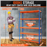 1.8M Garage Shelving Warehouse Storage Racking Industrial Shed Heavy Duty - Side View