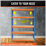 1.8M Garage Shelving Warehouse Storage Racking Industrial Shed Heavy Duty - 45-Degree Angle