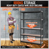 5-Tier Garage Shelving Warehouse Rack 1.8M x 1.2M Racking Storage shelves 1000Kg - Side View