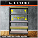 5-Tier Garage Shelving Warehouse Rack 1.8M x 1.2M Racking Storage shelves 1000Kg - 45-Degree Angle