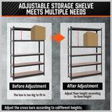 5-Tier Garage Shelving Warehouse Rack 1.8M x 1.2M Racking Storage shelves 1000Kg - Low Angle