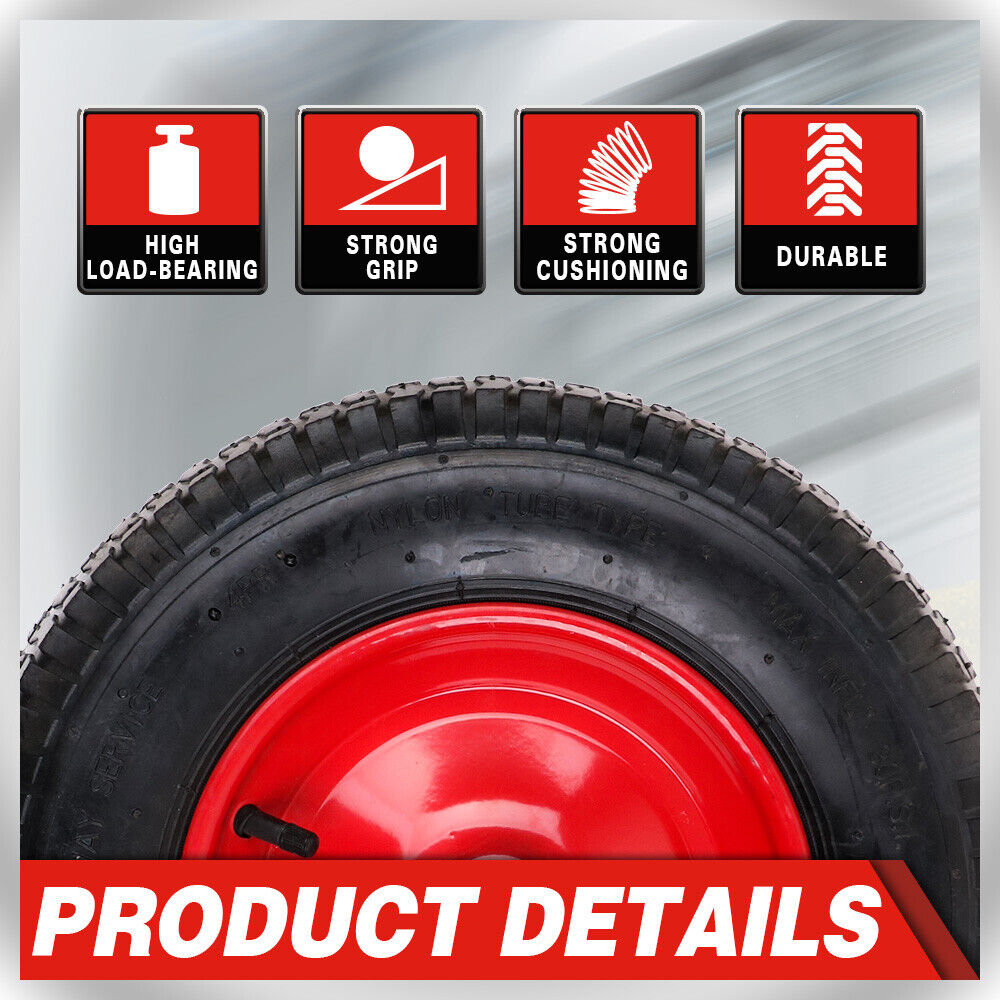 16 Wheelbarrow Trolley Wheel 4.80/4.00-8 Pneumatic Tyre 16mm Bore Tire Steel