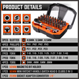 32Piece 1/4 Mini Double Head Screwdriver Bit and Ratchet Set CRV Steel Durable - Side View