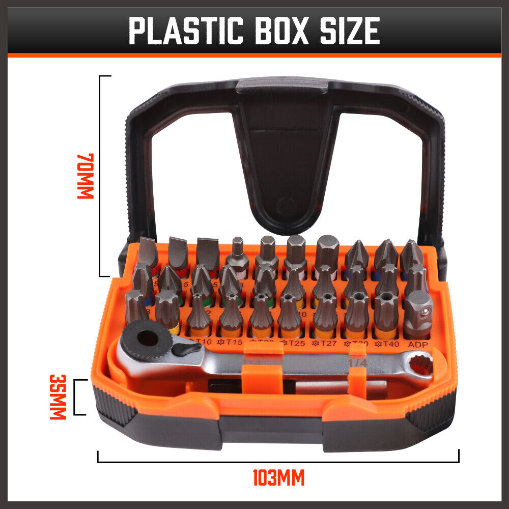 32Piece 1/4 Mini Double Head Screwdriver Bit and Ratchet Set CRV Steel Durable