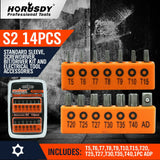 14Pc Torx Key Bit Set Tamper Proof Star Wrench Bits T5-T40 Socket Adapter S2 New - Front View