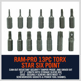 14Pc Torx Key Bit Set Tamper Proof Star Wrench Bits T5-T40 Socket Adapter S2 New - Low Angle