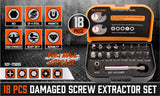 18x Magnetic Damaged Screw Extractor Set Broken Drill Bit Remover Kit Hex Crv - Front View