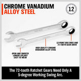 48-Piece Ratchet Wrench Set with Rolling Pouch - Metric SAE Allen Key & Hex Key Spanner Kit - 45-Degree Angle
