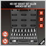36-Piece Hex Bit Socket Set, SAE and Metric Sizes, S2 Steel Hex Bits, Chrome Vanadium Steel Sockets and Adapters with Storage Case - Side View