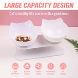 Black Double Cat Bowl Pet Bowl Stand Dog Elevated Feeder Food Water Raised Lifted - Side View