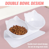 Black Double Cat Bowl Pet Bowl Stand Dog Elevated Feeder Food Water Raised Lifted - Top-Down View