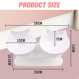 White Double Cat Bowl Pet Bowls Stand Dog Elevated Feeder Food Water Raised Lifted - Front View