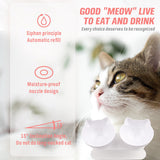 White Double Cat Bowl Pet Bowls Stand Dog Elevated Feeder Food Water Raised Lifted - Top-Down View