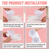 White Double Cat Bowl Pet Bowls Stand Dog Elevated Feeder Food Water Raised Lifted - Close-Up Angle