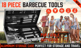 18Pcs BBQ Tool Set Stainless Steel Barbecue Utensil Cooking Grill Outdoor Cook - Side View