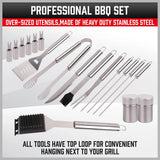 18Pcs BBQ Tool Set Stainless Steel Barbecue Utensil Cooking Grill Outdoor Cook - Close-Up Angle