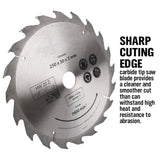10X250MM Circular Saw Blade 20T Disc Saw Blade Wood Timber Cutting 30/20/16mm Bore - Front View