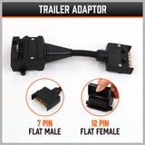 7 Pin Flat Plug to 12 Pin Flat Female Socket Adaptor Trailer Caravan Connector - Extra Image