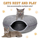 Dark Grey Cat Tunnel Bed Felt Pet Puppy Nest Cave House Toy Washable Detachable - Side View