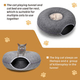 Dark Grey Cat Tunnel Bed Felt Pet Puppy Nest Cave House Toy Washable Detachable - Top-Down View