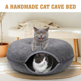 Dark Grey Cat Tunnel Bed Felt Pet Puppy Nest Cave House Toy Washable Detachable - Low Angle