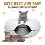 59 x 29cm Cat Tunnel Bed Dark Grey Felt Pet Puppy Nest Cave Toy Light Grey - Side View