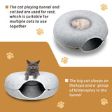 59 x 29cm Cat Tunnel Bed Dark Grey Felt Pet Puppy Nest Cave Toy Light Grey - Top-Down View