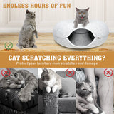 59 x 29cm Cat Tunnel Bed Dark Grey Felt Pet Puppy Nest Cave Toy Light Grey - Rear View