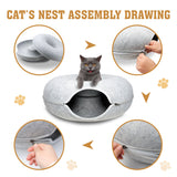 59 x 29cm Cat Tunnel Bed Dark Grey Felt Pet Puppy Nest Cave Toy Light Grey - Close-Up Angle