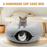 59 x 29cm Cat Tunnel Bed Dark Grey Felt Pet Puppy Nest Cave Toy Light Grey - Low Angle