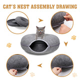 Cat Tunnel Bed Felt Pet Puppy Nest Cave House Round Donut Interactive Play Toy 26823 - Rear View