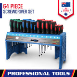 64-Piece Screwdriver Set with Stand Wall Mount Magnetic Tips Precision Kit Au - Front View