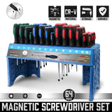 64-Piece Screwdriver Set with Stand Wall Mount Magnetic Tips Precision Kit Au - Side View