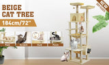 VaKa 184cm Road Cat Tree Tower Scratching Post Scratcher Condo with Big Hammock - Front View