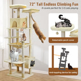 VaKa 184cm Road Cat Tree Tower Scratching Post Scratcher Condo with Big Hammock - Close-Up Angle