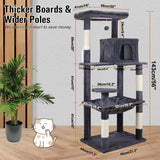 VaKa 143cm Cat Tree Scratching Post Scratcher Tower Condo House Furniture Wood - Side View