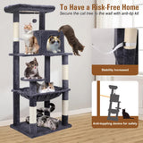 VaKa 143cm Cat Tree Scratching Post Scratcher Tower Condo House Furniture Wood - Close-Up Angle